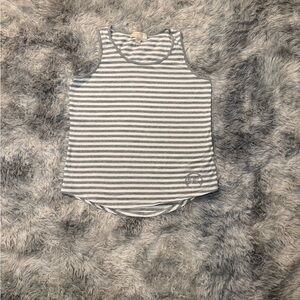 Michael Kors Gray and White Striped High-Low Scoop Neck Tank Top women’s L